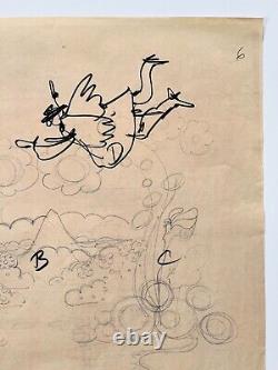 1970 Peter Max Cosmic Drawing Sketch Set Design Blueprint Original Art Poster