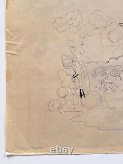 1970 Peter Max Cosmic Drawing Sketch Set Design Blueprint Original Art Poster