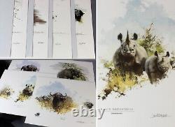 1980s David Shepherd set of FOUR x4 limited edition prints rhino elephants Sappi