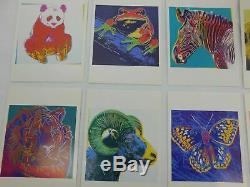 1983 Rare ANDY WARHOL Endangered Species Set 10 Announcement Cards + Sticker