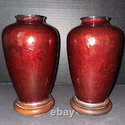 2 8 PIGEONS BLOOD VASES &Stand VINTAGE ANTIQUE GIMBARI POTS JAPANESE BAMBOO