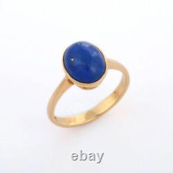 2.87 ct Bezel Set Ellipse Lapis Lazuli Gemstone Ring in 18K Solid Yellow Gold