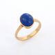 2.87 Ct Bezel Set Ellipse Lapis Lazuli Gemstone Ring In 18k Solid Yellow Gold