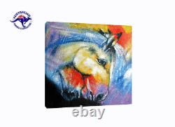 2 Oil Paintings Set Wild Colourful Horses Animal Wall Art on Canvas