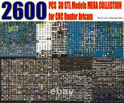 2600pcs 3D Model STL MEGA HUGE SET Picture Decor Animal for CNC Aspire Artcam