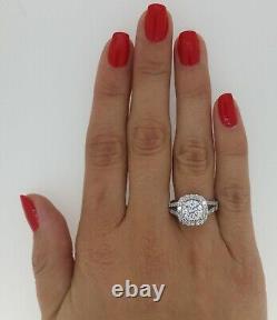 3 Ct Halo Split Shank Round Simulated Diamond Wedding Ring 14k White Gold Plated