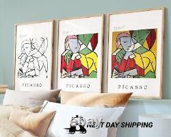 3 piece Framed Canvas Wall Pablo Picasso Geometric Illustration Print Set