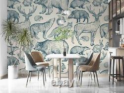 3D Forest Animals Set Pattern Wallpaper Wall Murals Removable Wallpaper 626