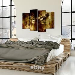 4Panel Canvas Print Wall Art Set Lion Couple Animals Nature Photography Country