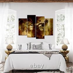 4Panel Canvas Print Wall Art Set Lion Couple Animals Nature Photography Country