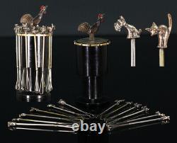 A BEAUTIFUL art deco BARWARE CHAMPAGNE WHISK SET DIFFERENT ANIMALS 1930s