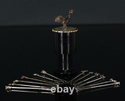 A BEAUTIFUL art deco BARWARE CHAMPAGNE WHISK SET DIFFERENT ANIMALS 1930s