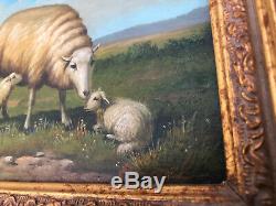 A Set of 2 Signed Oil On Canvas, Ornate Framed Sheep Painting, Artist Engel