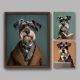 A Set Of 3 Prints, Miniature Schnauzer In Costume, Dog Portrait Prints C001a