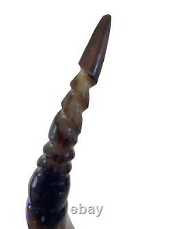 African Animal Horns Hand Carved 17 inch high Art set of 2 rare exotic stunning