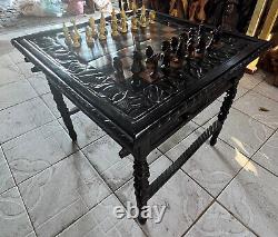 African Art Chess Pieces And Set Table With Animals And Maasai Warrior Pieces