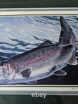 Al Agnew Rainbow Trout Wildlife Fish Prints Signed By Artist In Frame. 11X9