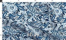 Animals Home Decor Bird Art Blue 100% Cotton Sateen Sheet Set by Spoonflower