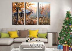 Animals Whitetail Deer Scenery 3 Panel CANVAS Prints WALL ART Picture Home Decor
