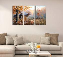 Animals Whitetail Deer Scenery 3 Panel CANVAS Prints WALL ART Picture Home Decor