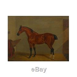 Antique English Horse in Stable Oil Paintings, 19th C, ex. Christies-Set of 7