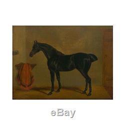 Antique English Horse in Stable Oil Paintings, 19th C, ex. Christies-Set of 7