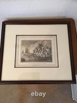 Antique Set of Four Engraving Prints 1813 Framed Matthew Dubourg Whale Fishery