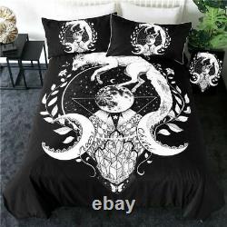 Art Bedding Set White Fox Duvet Cover Galaxy Planet Bedclothes Animal Textiles