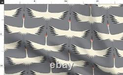 Art Deco Whooping Crane Bird 100% Cotton Sateen Sheet Set by Spoonflower