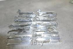Art deco FRENCH silver plate knife rests YOREL Set of 12 stylized animals