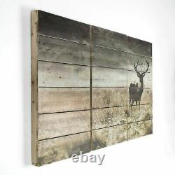 Art for the Home Highland Stag Print on Wood Set of 3 Prints