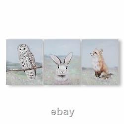 Art for the Home Spring Meadow Animals Set of 3 Printed Canvas