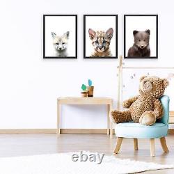 Baby Animals 3 Poster Set Nursery Kids Room Cute Decor Wall Art Boy Girl Picture