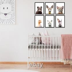 Baby Animals 6 Posters Set Nursery Kids Room Cute Wall Art Boy Girl Decor Prints