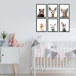 Baby Animals 6 Posters Set Nursery Kids Room Cute Wall Art Boy Girl Decor Prints