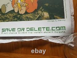 Banksy SAVE AND DELETE GREEN PEACE ORIGINAL POSTER UN SIGNED & STICKER SET MINT