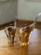 Beautiful Murano Gold Fleck 24k Elephants Set Of 2 Signed Italian Art Glass