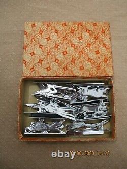 Benjamin Rabier French Art Deco Set Of 14 Knife Rests Stylized Chromed Animals
