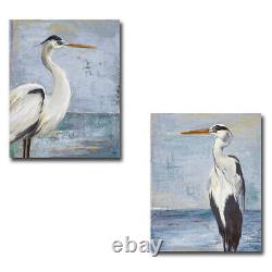 Blue Heron on Blue I & II by Pinto 2-pc Gallery Wrapped Canvas Giclee Set, Large
