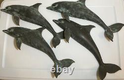 Breaching Dolphins Sculpture Wall Plaques Set of 4 SPI Gallery 16 Long 7 Tall
