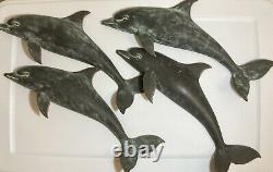 Breaching Dolphins Sculpture Wall Plaques Set of 4 SPI Gallery 16 Long 7 Tall