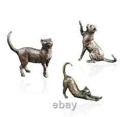 Bronze Cats Set of Three B&P Bronze Cat Sitting Standing Stretching