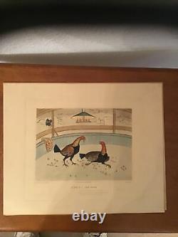 C. R. Stock Set of Six Early 19th Century Engravings Proofs Cockfighting Series