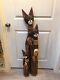 Cats Wood Statue Set 3 Hand Carved Painted Decor Art 40 34 24 Zenda Imports