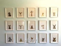 Charming Framed Set of 15 Baby Animal Prints