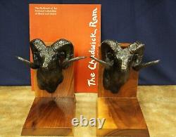Clark Bronson Sculpture Chadwick Ram Bronze Bookends Signed Numbered, Limited Ed