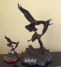 Clark E. Bronson Sculpture Set of Original Bronzes Both #53/75 Eagle's Conquest