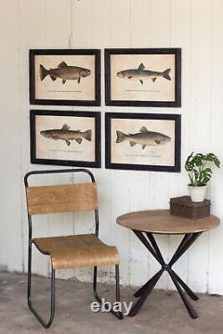 Classic Trout Fish Prints Set Four 20 x 15 Vintage Style Black Frame