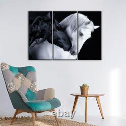 Couple of Horses Print Canvas Love Wall Art Animals Black White Modern Framed