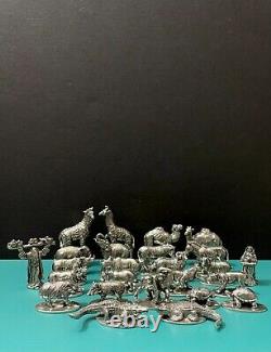 Danforth Pewter Noah's Ark Replica 25 Pc Animal Pairs Set Diorama Mini Figurines